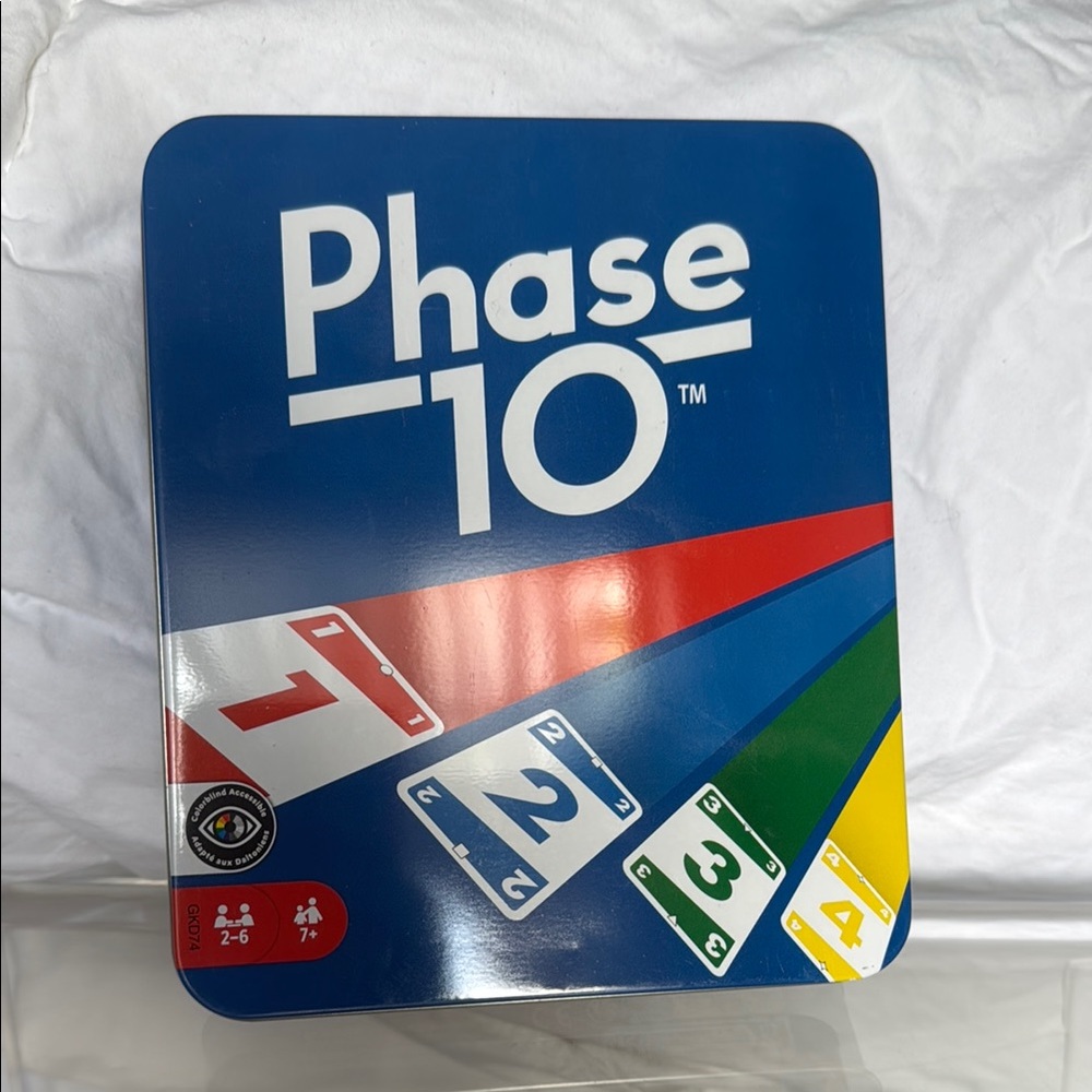 Mattel Phase 10 Card Game Tin - Blue and Red